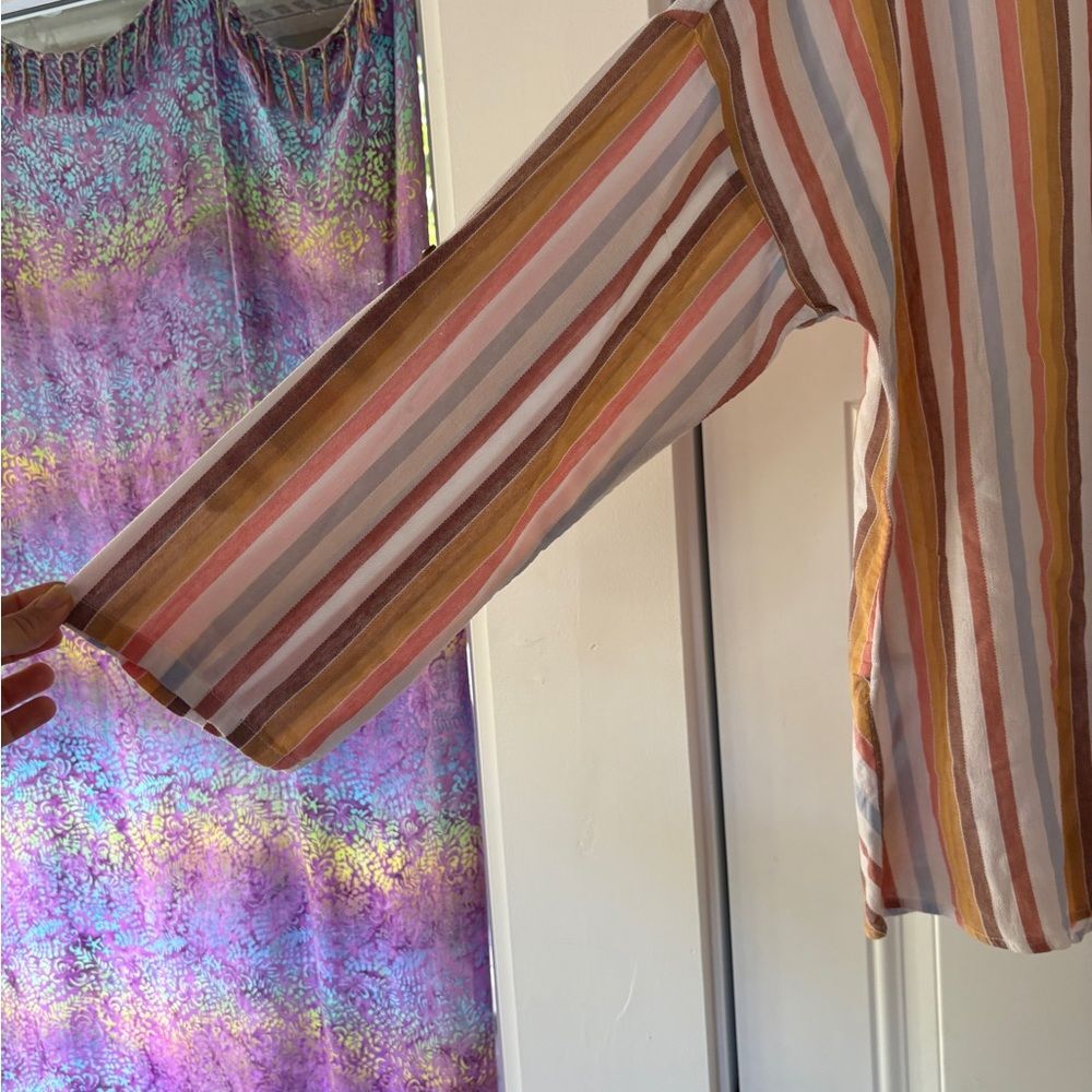 Soft Surroundings ‘Enyo’ Multi Striped Cotton/Tencel Long Sleeve Tunic large - Picture 6 of 13